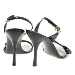 مملوكة مسبقًا Louis Vuitton Black Patent Slingback Sandals Size 39.5