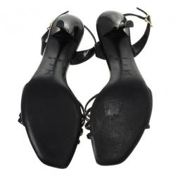 مملوكة مسبقًا Louis Vuitton Black Patent Slingback Sandals Size 39.5