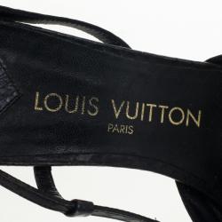 Pre Owned Louis Vuitton Black Embossed Pointed Toe Slingback Sandals Size 39.5