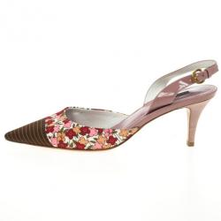 Pre Owned Louis Vuitton Floral Print Pointed Toe Slingback Sandals Size 40