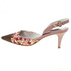 Pre Owned Louis Vuitton Floral Print Pointed Toe Slingback Sandals Size 40