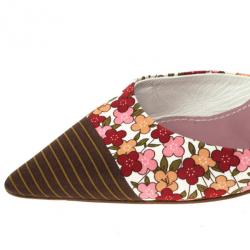 Pre Owned Louis Vuitton Floral Print Pointed Toe Slingback Sandals Size 40