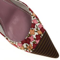 Pre Owned Louis Vuitton Floral Print Pointed Toe Slingback Sandals Size 40