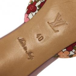 Pre Owned Louis Vuitton Floral Print Pointed Toe Slingback Sandals Size 40