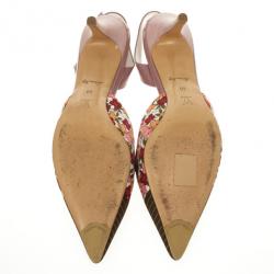Pre Owned Louis Vuitton Floral Print Pointed Toe Slingback Sandals Size 40