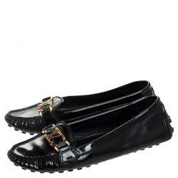 Pre Owned Louis Vuitton Black Patent Leather Oxford Loafers Size 39