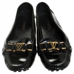 Pre Owned Louis Vuitton Black Patent Leather Oxford Loafers Size 39