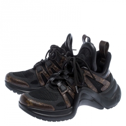 مملوكة مسبقًا Louis Vuitton Black/Brown Monogram Canvas And Mesh LV Archlight High Top Sneakers  Size 37