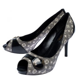 Pre Owned Louis Vuitton Monogram Idylle Judy Peep Toe Pumps Size 38.5