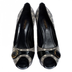 Pre Owned Louis Vuitton Monogram Idylle Judy Peep Toe Pumps Size 38.5