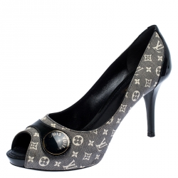 Pre Owned Louis Vuitton Monogram Idylle Judy Peep Toe Pumps Size 38.5
