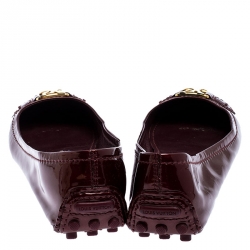 Pre Owned حذاء باليرينا فلات أوكسفورد لوي فيتون جلد لامع عنابي مقاس 38.5