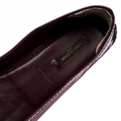 Pre Owned حذاء باليرينا فلات أوكسفورد لوي فيتون جلد لامع عنابي مقاس 38.5