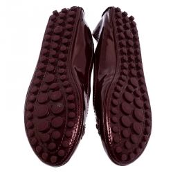 Pre Owned حذاء باليرينا فلات أوكسفورد لوي فيتون جلد لامع عنابي مقاس 38.5