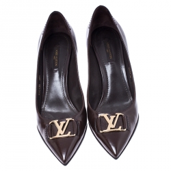 Pre Owned حذاء كعب عالي لوي فيتون مقدمة مدببة جلد أسود مقاس 37