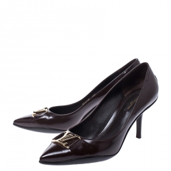 Pre Owned حذاء كعب عالي لوي فيتون مقدمة مدببة جلد أسود مقاس 37