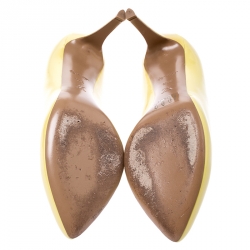 Pre Owned حذاء كعب عالي لوي فيتون او ريالي! مقدمة مفتوحة نعل سميك جلد لامع أصفر مقاس 39.5