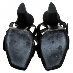 Pre Owned Louis Vuitton Black Suede Medallion Sandals Size 39.5