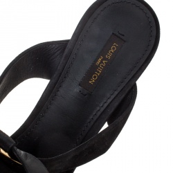 Pre Owned Louis Vuitton Black Suede Medallion Sandals Size 39.5