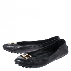 Pre Owned Louis Vuitton Black Leather Oxford Ballet Flats Size 39