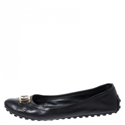 Pre Owned Louis Vuitton Black Leather Oxford Ballet Flats Size 39