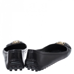 Pre Owned Louis Vuitton Black Leather Oxford Ballet Flats Size 39