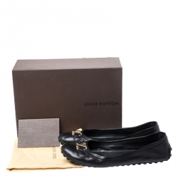 Pre Owned Louis Vuitton Black Leather Oxford Ballet Flats Size 39