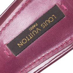 مملوكة مسبقًا حذاء سلايدز لوي فيتون مقدمة مفتوحة كانفاس مونوغرامي وجلد لامع بنفسجي مقاس 38