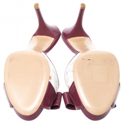 مملوكة مسبقًا حذاء سلايدز لوي فيتون مقدمة مفتوحة كانفاس مونوغرامي وجلد لامع بنفسجي مقاس 38