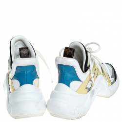 Louis Vuitton White/Yellow Leather, Monogram Canvas And Mesh LV Archlight High Top Sneakers  Size 36.5