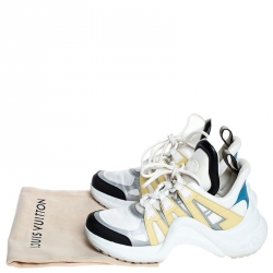 Louis Vuitton White/Yellow Leather, Monogram Canvas And Mesh LV Archlight High Top Sneakers  Size 36.5