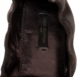Pre Owned Louis Vuitton Brown Monogram Canvas and Iridescent Calf Leather Scrunch Lucky Ballet Flats Size 39