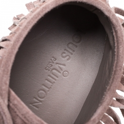 Pre Owned Louis Vuitton Beige Suede Fringe Detail Lace Up Sneakers Size 40