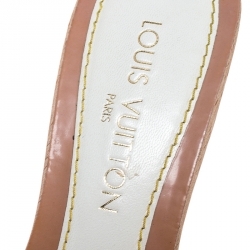 Pre Owned Louis Vuitton Multicolor Printed Monogram Canvas Charm Embellished Peep Toe Wooden Slides Size 39