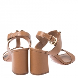 مملوكة مسبقًا Louis Vuitton Brown Leather Open Toe Strappy Sandal Size 38