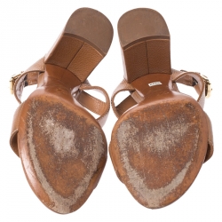 مملوكة مسبقًا Louis Vuitton Brown Leather Open Toe Strappy Sandal Size 38