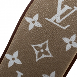 مملوكة مسبقًا Louis Vuitton White Monogram Leather Lock It Flat Sandals Size 39