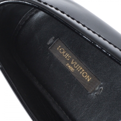 Pre Owned Louis Vuitton Black Patent Leather Oxford Logo Slip On Loafers Size 36