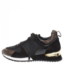Louis Vuitton Two Tone Mesh And Monogram Canvas Run Away Lace Up Sneakers Size 39