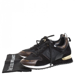 Louis Vuitton Two Tone Mesh And Monogram Canvas Run Away Lace Up Sneakers Size 39