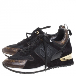 Louis Vuitton Two Tone Mesh And Monogram Canvas Run Away Lace Up Sneakers Size 39