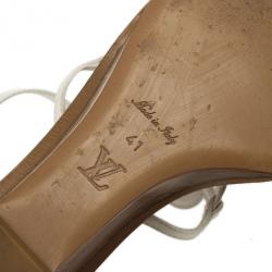 Pre Owned Louis Vuitton White Leather Fidji Wedges Sandals Size 41