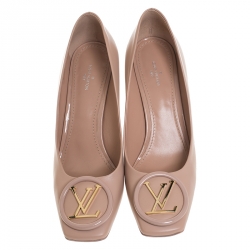 مملوكة مسبقًا حذاء كعب عالي لوي فيتون ماديلين شعار الماركة جلد بيج مقاس 39