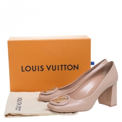 مملوكة مسبقًا حذاء كعب عالي لوي فيتون ماديلين شعار الماركة جلد بيج مقاس 39