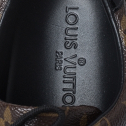 Louis Vuitton Brown Monogram Canvas and Black Patent Frontrow Low Top Sneakers Size 40