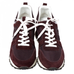 Louis Vuitton Burgundy Suede And Mesh Run Away Sneakers Size 39.5