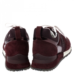 Louis Vuitton Burgundy Suede And Mesh Run Away Sneakers Size 39.5