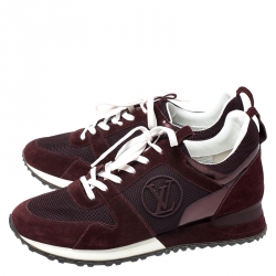 Louis Vuitton Burgundy Suede And Mesh Run Away Sneakers Size 39.5