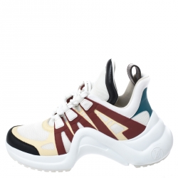 Louis Vuitton Multicolor Leather, Mesh And Monogram Canvas Archlight Lace Up Sneakers Size 38