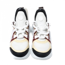 Louis Vuitton Multicolor Leather, Mesh And Monogram Canvas Archlight Lace Up Sneakers Size 38